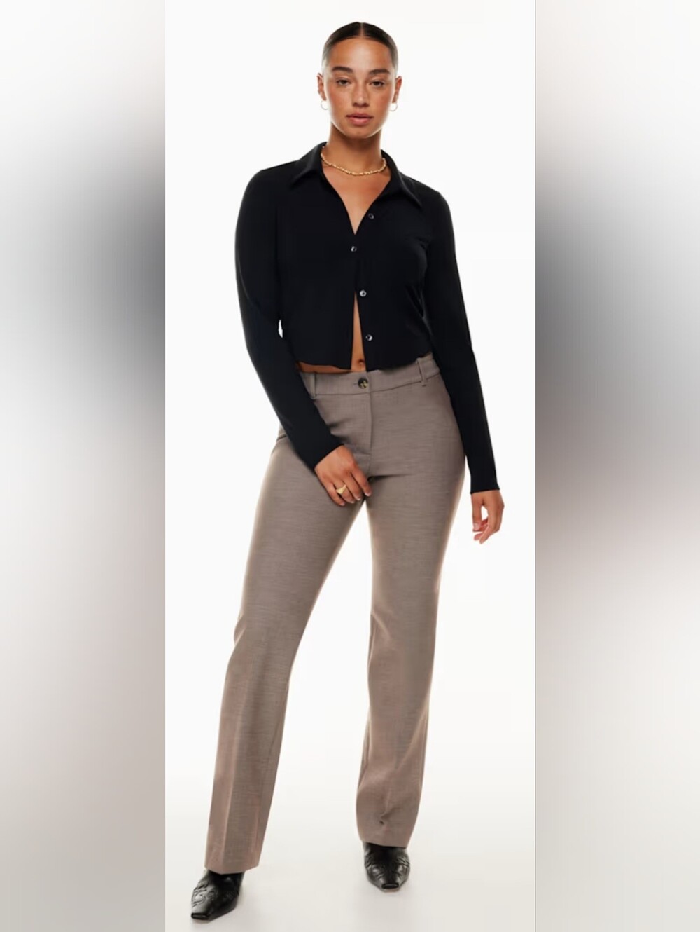 Aritzia Taupe Straight-Leg Trousers